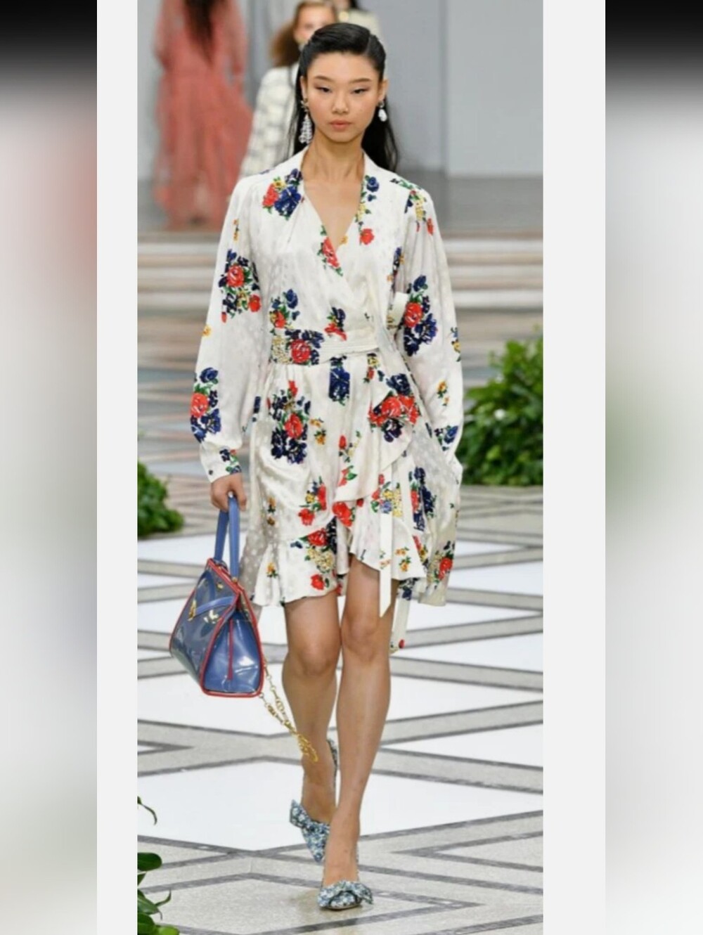 Tory Burch Ivory Tea Rose Printed Silk Wrap Dress